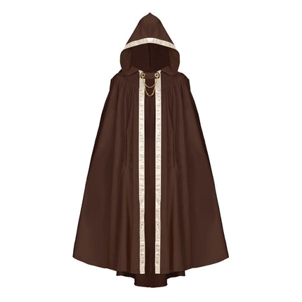 Halloween Retro Pastoral Ribbon Edge Hooded Cloak Medieval Renaissance Lace Cloak Anime Costume Carnival Party Cosplay Jacket