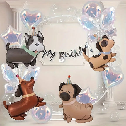 Foil Globos Happy Birthday Balloons Puppy Anime Husky Pug Dachshund Ballon Party Decorations Baby Shower Cute Pet Supplies Kids