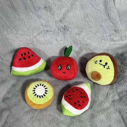 Dog Squeaky Toys Plush Animal Fruit Food Toy Durable Chew Interactive Toys Small Medium Dogs Cats Puppy Pet Supplies