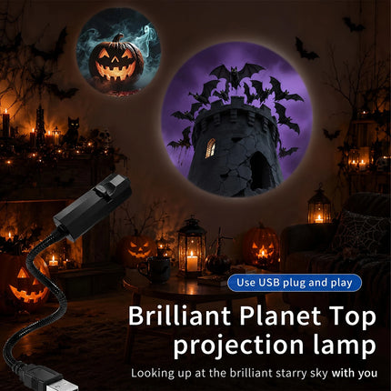 Halloween USB LED Projection Lamp,3/6pcs Patterns Light Ghost,bat,Spider,Skeleton,Halloween Atmosphere Light Festive Decoration