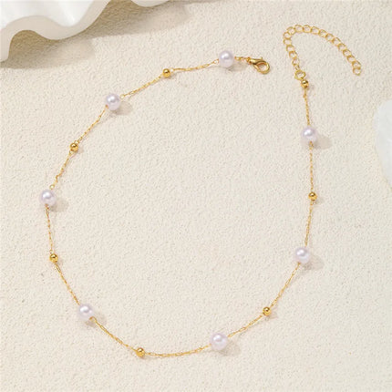 Minimalist Pearl Chain Necklace