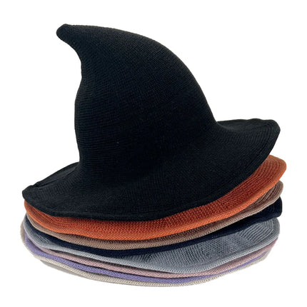 Halloween Witch Hat Long Point Hat Knitted Cap for Women Halloween Party Hat Magical Hat Festival Party Cosplay Decoration
