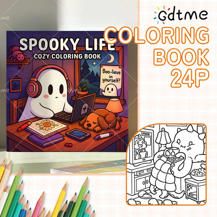 Halloween Spooky Life Coloring Book for Adults and Teen Featuring Adorable Creepy Creatures Painting Gift Art Activity Book