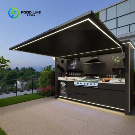 Customized Garden Kitchen with Modular Cabinets and Grill Island Outdoor Kitchen Cabinets