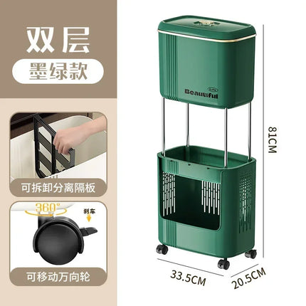 Kitchen Garbage Bin with Lid, Odor-Resistant, Large Capacity, Double-Layer Waste Separation, Ideal for Clean, Organized Kitchen