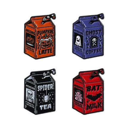 Halloween Skull Candy Lollipop Enamel Pins Goth Skeleton Soda Drink Jiuce Spooky Brooches Lapel Badge Jewelry Gifts for Friends