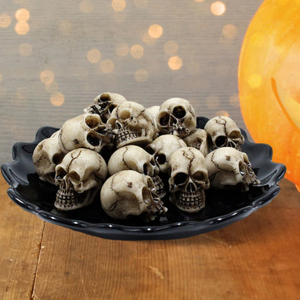 20Pcs Mini Skull Model Collectable Halloween Gothic Skull Sculptures Creative Festival Theme Landscape Garden Potted Plant Decor