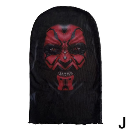 3D printed mask for role-playing full face covering elastic mesh printed mask fashionable Halloween makeup dance party headwear