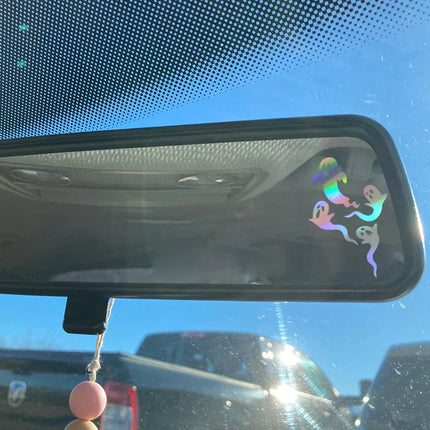 Halloween Car Rearview Mirror Vinyl Sticker Spooky Ghost Decals 7 Mini Bats Sticker Car Accessories Decorative Halloween Gift