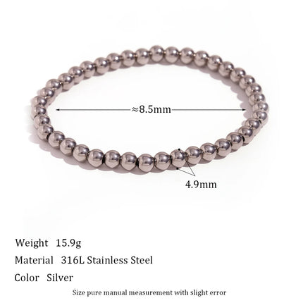 E.B.belle Gold Plated Silver Color Elastic Beads Bracelets Bangles For Woman Waterproof Stainless Steel Beaded Chain Bracelet