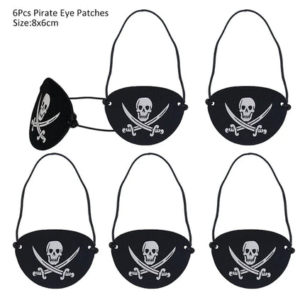 Pirate Captain Cosplay Costume Props Set Kids Halloween Hat Hook Skeleton Eye Patch Pirate Party Halloween Decoration Supplies
