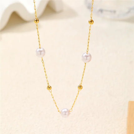 Minimalist Pearl Chain Necklace