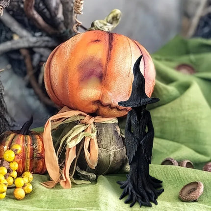 Dark Style Halloween Witch Statue Resin Desktop Ornament Retro Gothic Horror Decor Home Party Decoration Collectible Figurine