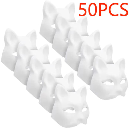 5-50Pcs Cat Fox Mask Halloween Blank Mask Costume for Adults for Holiday Party Role playing accessories