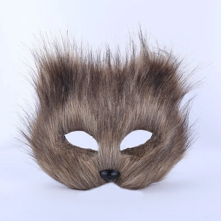 Halloween Fox Shape Half Face Eye Mask Sexy Imitation Cat Hair Animal Mask Christmas Carnival Party Cosplay Costume Props Masque