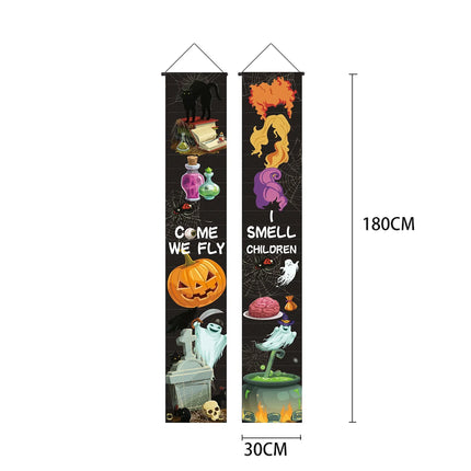Halloween Couplet Pumpkin Horror Spider Web Atmosphere Decoration Hanging Flag Ghost Festival Porch Holiday Home Wall Decor