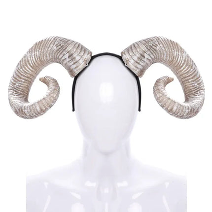 Halloween Headwear Prop Anime Sheep Horn Handmade Sheep Horn Headband Hairband Accessory Demon Evil Gothic Lolita Cosplay