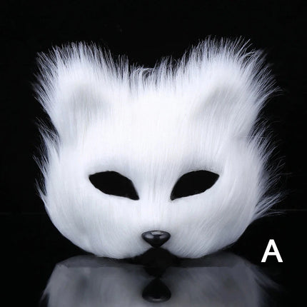Halloween Fox Shape Half Face Eye Mask Sexy Imitation Cat Hair Animal Mask Christmas Carnival Party Cosplay Costume Props Masque