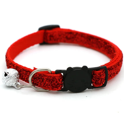 Cat Collar Adjustable with Bell Breakaway Adjustable Kitten Cat Sequin Collar Neck Strap Cat Pet Supplies Puppy Accessories
