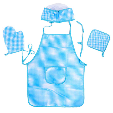 Children Playing House Role-Playing Kitchen Boys And Girls Dressing Up Clothes Chef Set Baking Cooking Tools Plaid Apron Toys