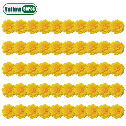 10-100PCS Artificial Marigold and Carnation Flowers for Halloween Day of The Dead Diwali Crafts and Festival Decorations