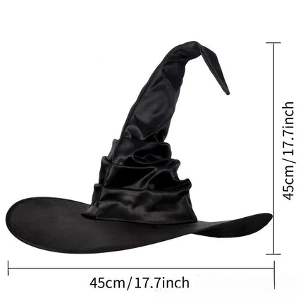 Halloween Witch Hat - Foldable Wizard Cosplay Headgear, Black Devil Cap for Adults Women Men, Party Costume & Decor