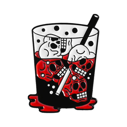 Halloween Skull Candy Lollipop Enamel Pins Goth Skeleton Soda Drink Jiuce Spooky Brooches Lapel Badge Jewelry Gifts for Friends