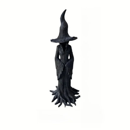 Dark Style Halloween Witch Statue Resin Desktop Ornament Retro Gothic Horror Decor Home Party Decoration Collectible Figurine