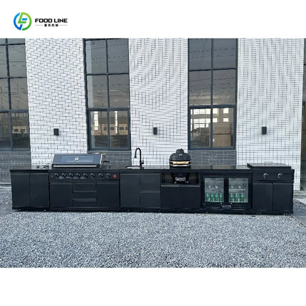 Customized Mobile Kitchen Backyard Cooking Station Outdoor BBQ Grill Modern Design With Sink Refrigerator
