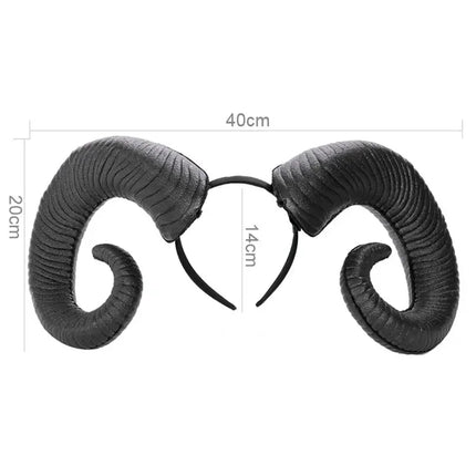 Halloween Headwear Prop Anime Sheep Horn Handmade Sheep Horn Headband Hairband Accessory Demon Evil Gothic Lolita Cosplay