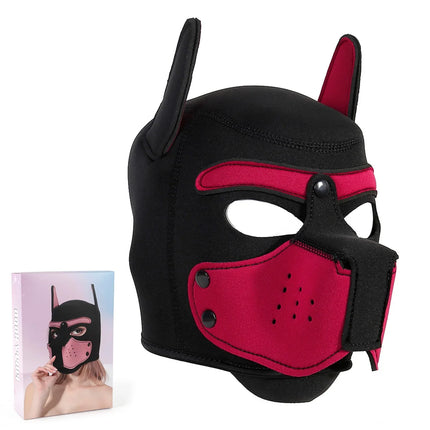 Unisex Halloween Pupply Play Party Sexy Costumes of Men Women Latex Open Mouth Hole Dog Headgear Full Face Fetish Mask Hood
