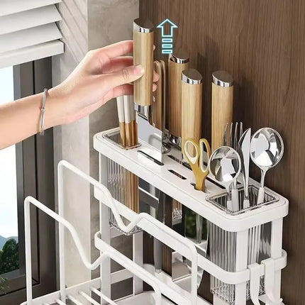 Kitchen Stand Home Utensil Multifunctional Knife Holder Pot Lid Storage Rack Cutlery Holder Counter Cutting Board Rack