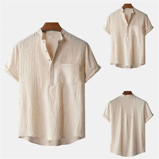 Men's Linen Henley T-Shirt