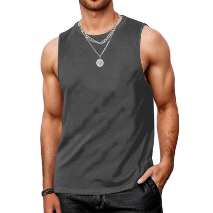 Mens Tank Tops Workout Sleeveless Shirts Summer Solid Color Polyester Quick Drying Tanks for Men Summer Beach Sports T-Shirts