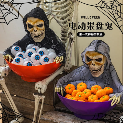 Halloween Decorations Pumpkin Lanterns Desktop Ornaments Glowing Electric Induction Skull Candy Plates Children'S Toys Gifts