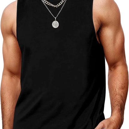 Mens Tank Tops Workout Sleeveless Shirts Summer Solid Color Polyester Quick Drying Tanks for Men Summer Beach Sports T-Shirts
