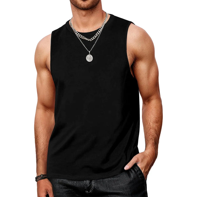 Mens Tank Tops Workout Sleeveless Shirts Summer Solid Color Polyester Quick Drying Tanks for Men Summer Beach Sports T-Shirts