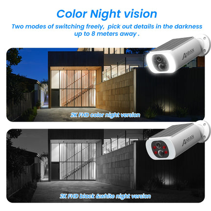 ANRAN 5MP Solar Camera Outdoor Wireless 2.4G WIFI Camera Built-in Battery Home Security Camera Color Night Vision Can't Add NVR