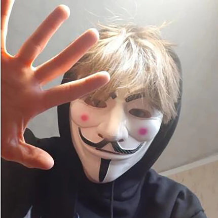 V Face for Mask Black White Vendetta Hackers Halloween Carnival Cosplay Party Adult Diy Anime Killer Anonymous Headwear Men