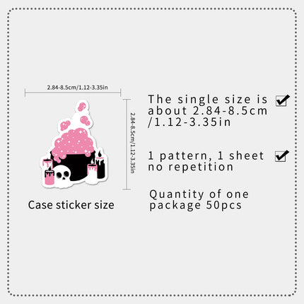 50PCS Kawaii Pink Halloween Ghost Skull Pumpkin Stickers Notebook Guitar Skateboard Waterproof Cute Decorative Stickers