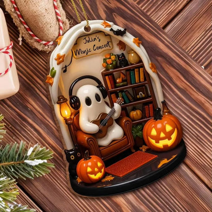 Cute Reading Ghost Halloween Ghost Ornaments 2D Flat Halloween Spooky Decorations Decorative Pendant Party Supplies