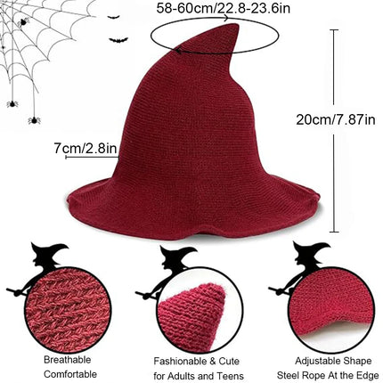 Halloween Witch Hat Long Point Hat Knitted Cap for Women Halloween Party Hat Magical Hat Festival Party Cosplay Decoration