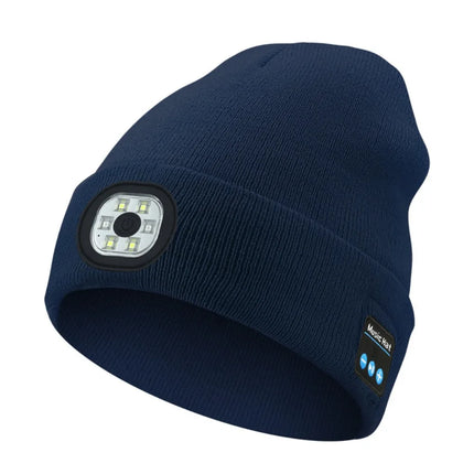 Unique With Light Bluetooth Beanie Hat Removable Headphones Wireless Headphones Speaker Mic Rechargeable LED Light Cap Fishing