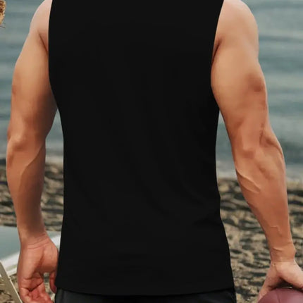 Mens Tank Tops Workout Sleeveless Shirts Summer Solid Color Polyester Quick Drying Tanks for Men Summer Beach Sports T-Shirts