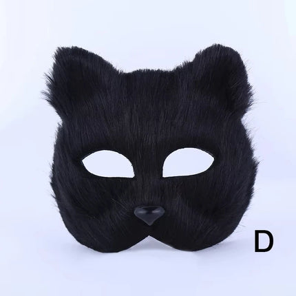 Halloween Fox Shape Half Face Eye Mask Sexy Imitation Cat Hair Animal Mask Christmas Carnival Party Cosplay Costume Props Masque