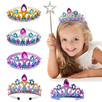 Mermaid Series Theme Party Children's Crown Birthday Crown Birthday Party Supplies Mermaid Props Decoration Headdress