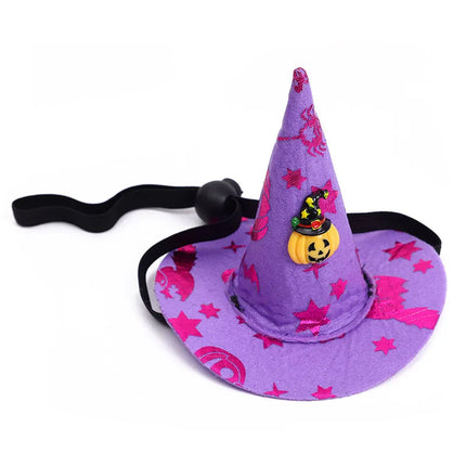 Halloween Pet Decoration Sequin Spider Web Witch Hat Elastic Headband Pet Dog Pumpkin Bat Hat Happy Halloween Day Pet Supplies