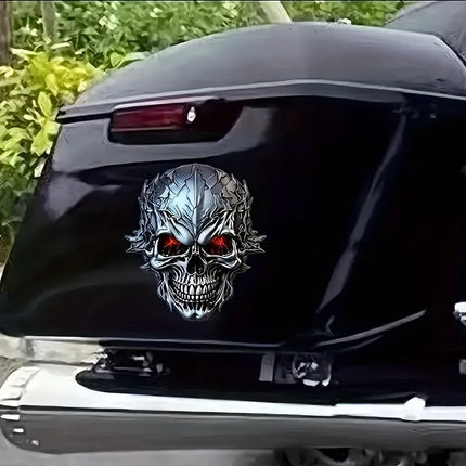 Halloween Skull Stickers Waterproof Skull Stickers in Red Glowing Eyes for Bicycles and Motorcycles Body Decoration Stickers