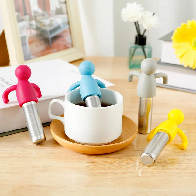 Stainless Steel Tea Sieve New Human Shaped Tea Sieve Kitchen Accessory Filter Accessories Supplies Humidifier Pet Products Bar