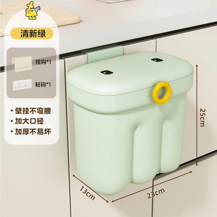 Kitchen garbage bin, household with lid, wall mounted garbage bin, no bending, large capacity, bathroom, hanging garbage bin